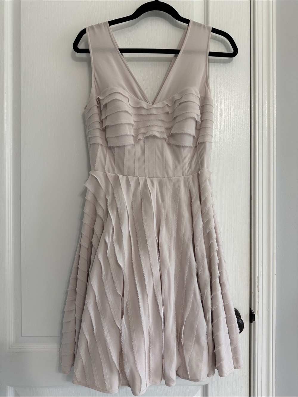 Ted Baker London Pale Blush Ruffle V-Neck Midi Dress